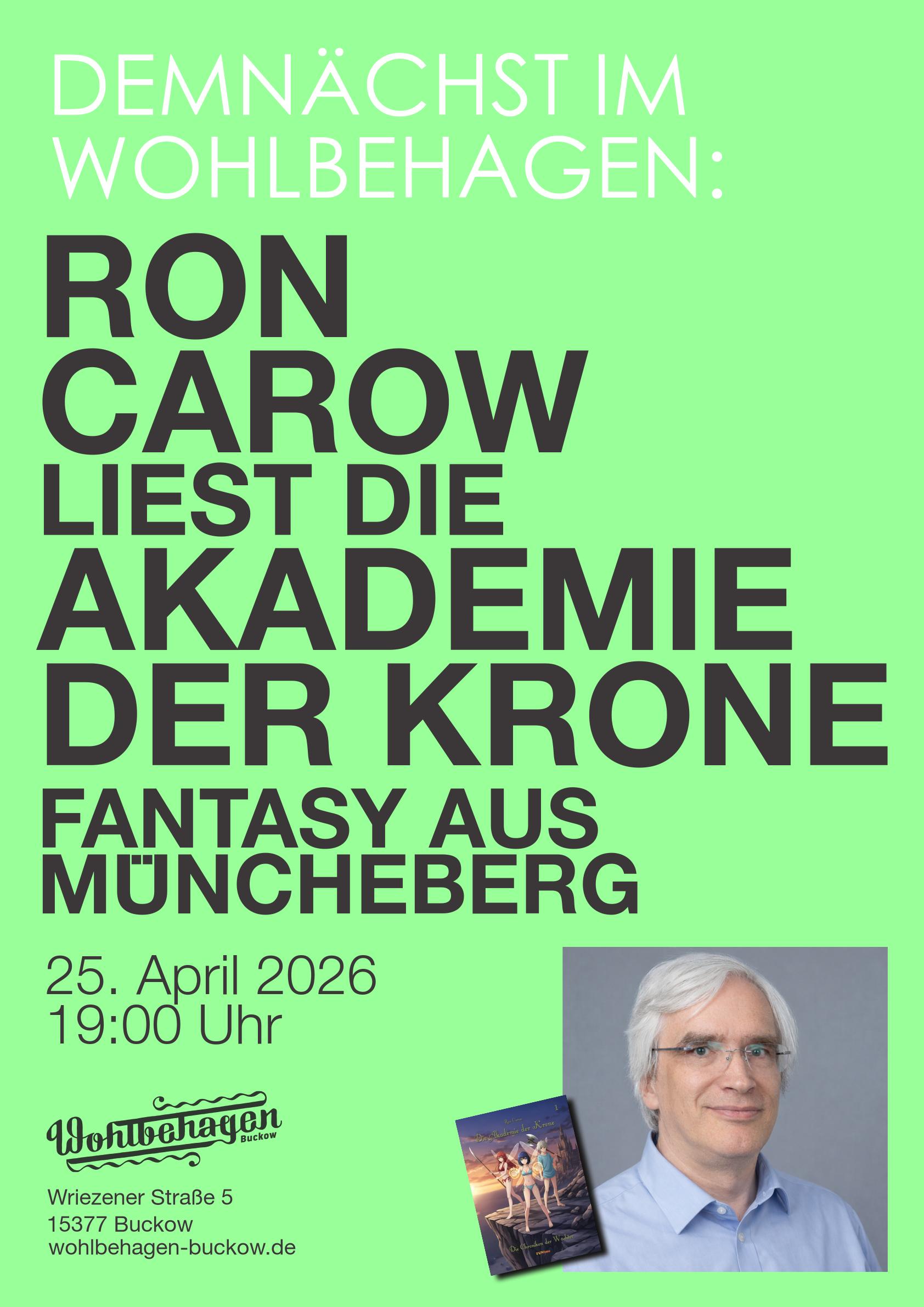 Magische Welten in Buckow: Multimedia-Fantasy-Lesung mit Ron Carow